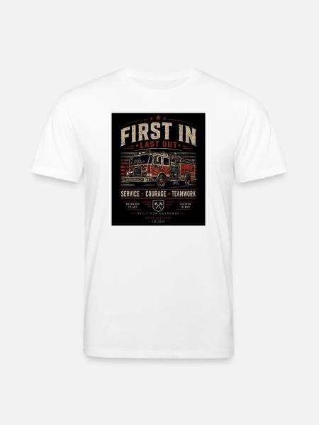 Fire Brigade First In Last Out - Stanley/Stella CREATOR Unisex Organic T-Shirt - white