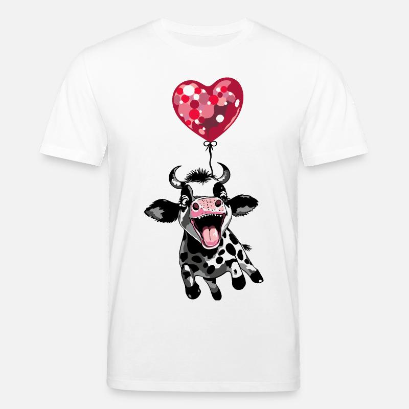 Springendes Kälbchen mit Herzballon - Kuh Kalb - Stanley/Stella Unisex Bio-T-Shirt CREATOR  - Weiß