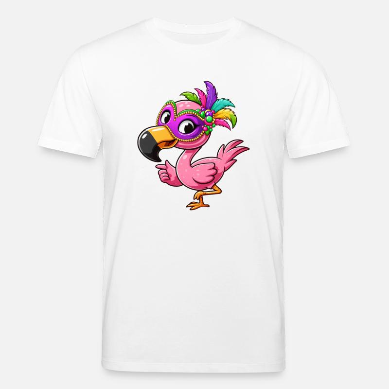 Mardi Gras Comic Flamingo - Stanley/Stella Unisex Bio-T-Shirt CREATOR  - Weiß