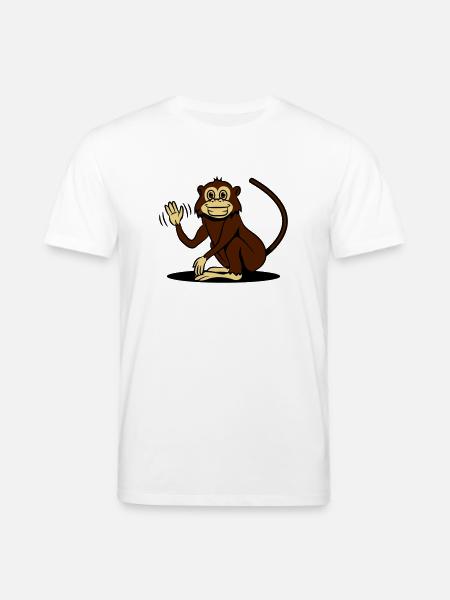 monkey funny loving wave - Stanley/Stella CREATOR Unisex Organic T-Shirt - white