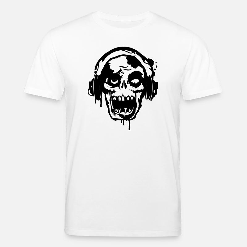 Zombie Totenkopf Skull mit Kopfhörer - Stanley/Stella Unisex Bio-T-Shirt CREATOR  - Weiß