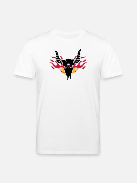 Bull skull with flames - Stanley/Stella CREATOR Unisex Organic T-Shirt - white