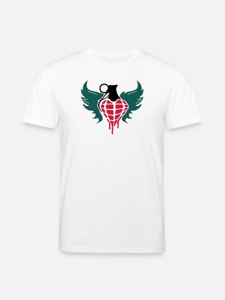 Grenade heart with wings - Stanley/Stella CREATOR Unisex Organic T-Shirt - white