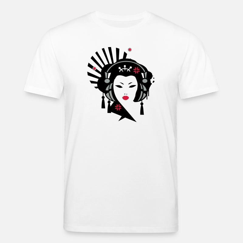 Geisha mit Kopfhörer - Stanley/Stella Unisex Bio-T-Shirt CREATOR  - Weiß
