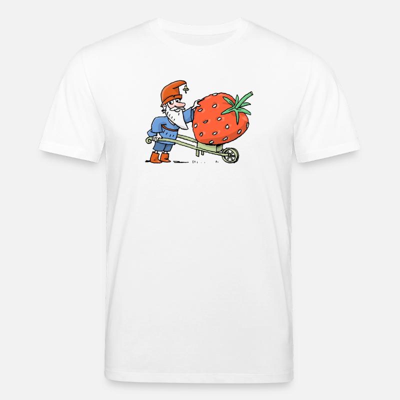 Gnom mit Erdbeere im Obstgarten - Stanley/Stella Unisex Bio-T-Shirt CREATOR  - Weiß