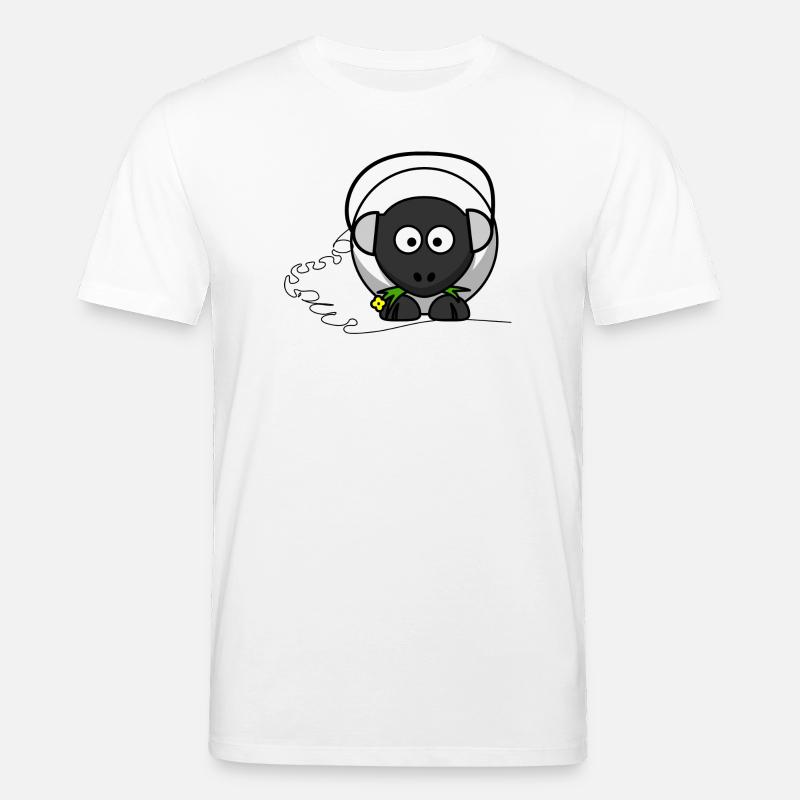 moutons drôle avec un casque - T-shirt bio CREATOR Stanley/Stella Unisexe - blanc