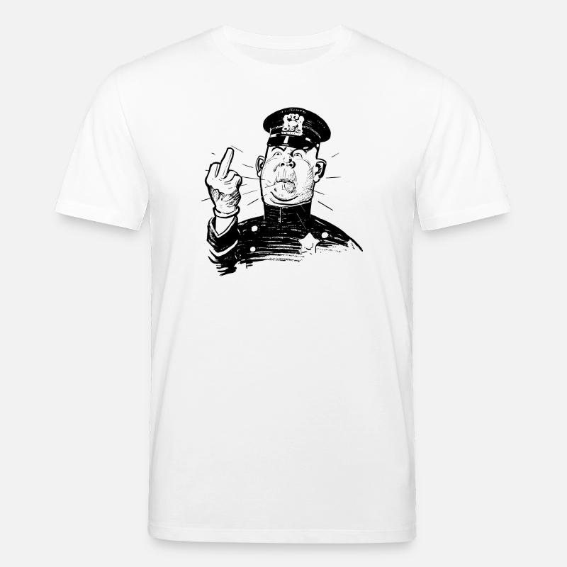 Furious policeman shows Ms. Finger - Stanley/Stella CREATOR Unisex Organic T-Shirt - white