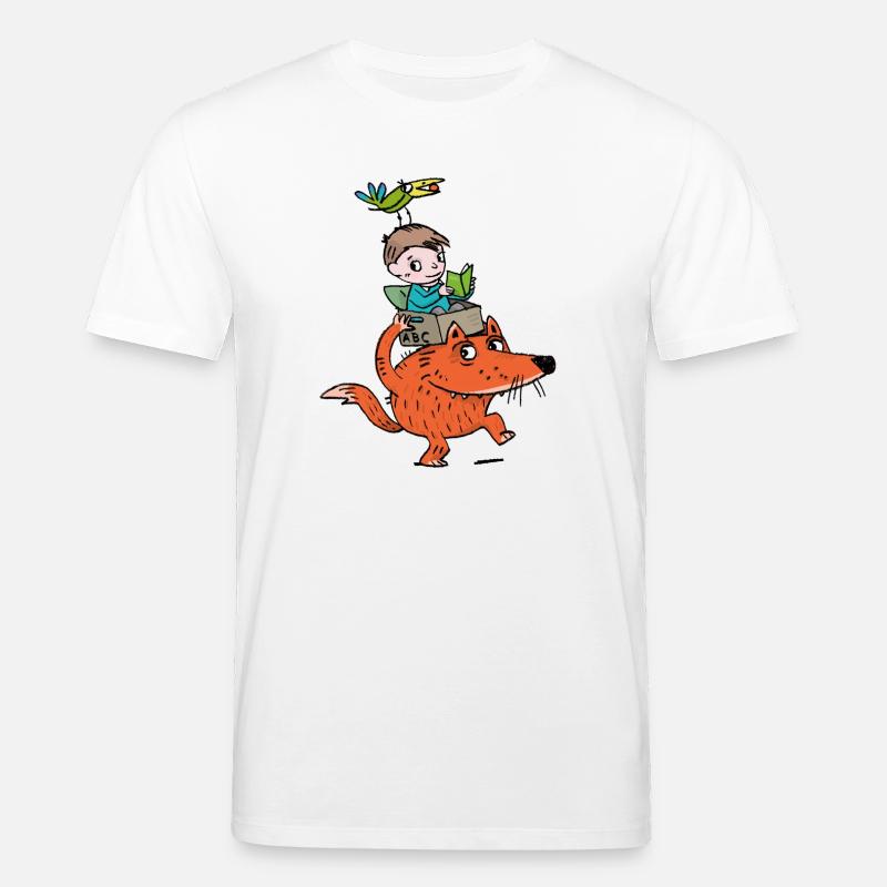 Abenteuerleser Drache und Junge - Stanley/Stella Unisex Bio-T-Shirt CREATOR  - Weiß