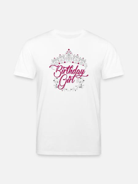 Birthday Girl Tiara Script - Stanley/Stella CREATOR Unisex Organic T-Shirt - white