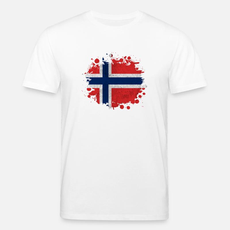 Klecks Norvège - Cadeau drapeau - T-shirt bio CREATOR Stanley/Stella Unisexe - blanc