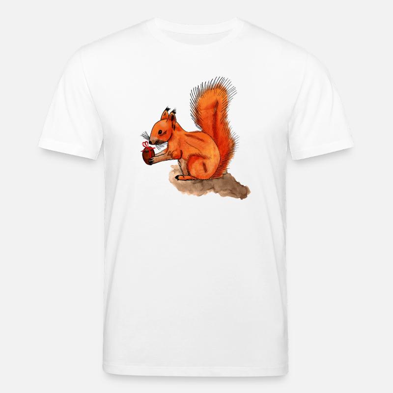 Eichhörnchen mit Geschenk - Stanley/Stella Unisex Bio-T-Shirt CREATOR  - Weiß
