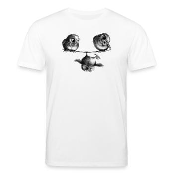 Drei Eulen - Freiheit und Spaß - Stanley/Stella Unisex Bio-T-Shirt CREATOR  - Weiß - Vorne - Alina (178cm) & Michal (187cm)