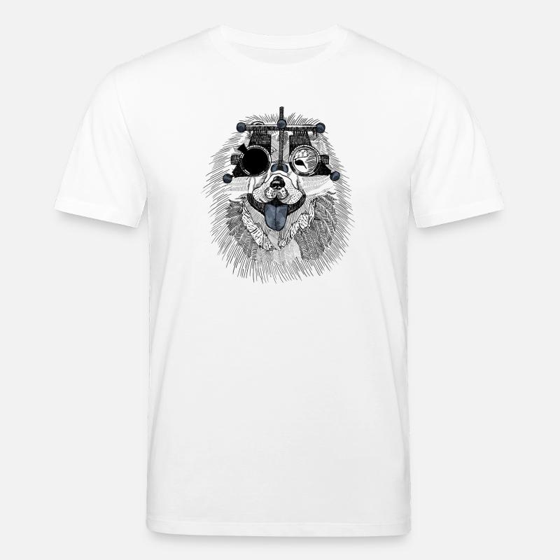 Chien optométriste avec lunettes d'essai - T-shirt bio CREATOR Stanley/Stella Unisexe - blanc