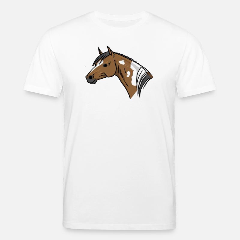 Pferdekopf Illustration Braun Weiß - Stanley/Stella Unisex Bio-T-Shirt CREATOR  - Weiß