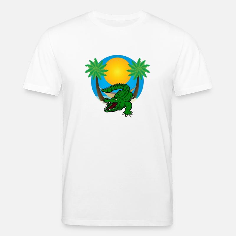 Palmen mit Krokodil - Stanley/Stella Unisex Bio-T-Shirt CREATOR  - Weiß
