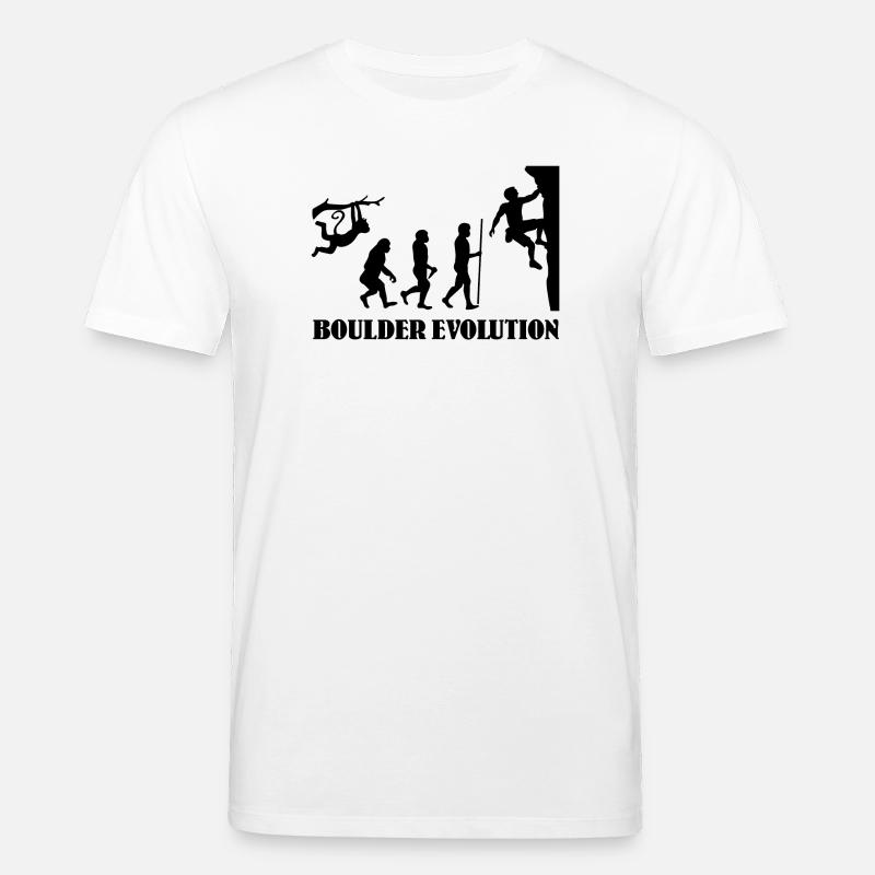 Boulder Evolution Klettern Bergsteigen Boulderer - Stanley/Stella Unisex Bio-T-Shirt CREATOR  - Weiß