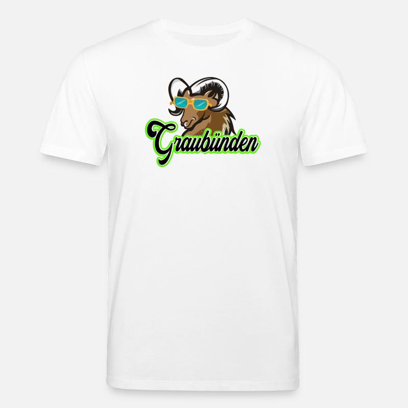 Graubünden Steinbock mit Sonnenbrille - Stanley/Stella Unisex Bio-T-Shirt CREATOR  - Weiß