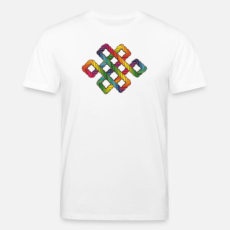 Buddhistischer Endlosknoten Regenbogen - Stanley/Stella Unisex Bio-T-Shirt CREATOR  - Weiß