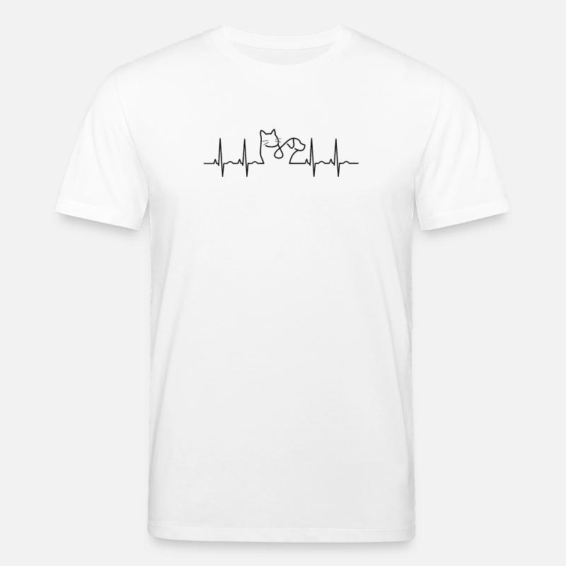 Herzschlag Katze Lineart - Stanley/Stella Unisex Bio-T-Shirt CREATOR - Weiß