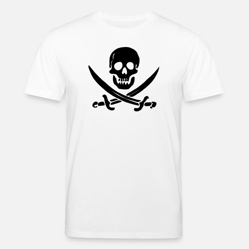 Crâne de crâne de drapeau pirate - T-shirt bio CREATOR Stanley/Stella Unisexe - blanc