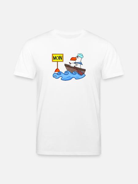 Moin Seemann Möwe Seemöwe Boot - Stanley/Stella Unisex Bio-T-Shirt CREATOR - Weiß