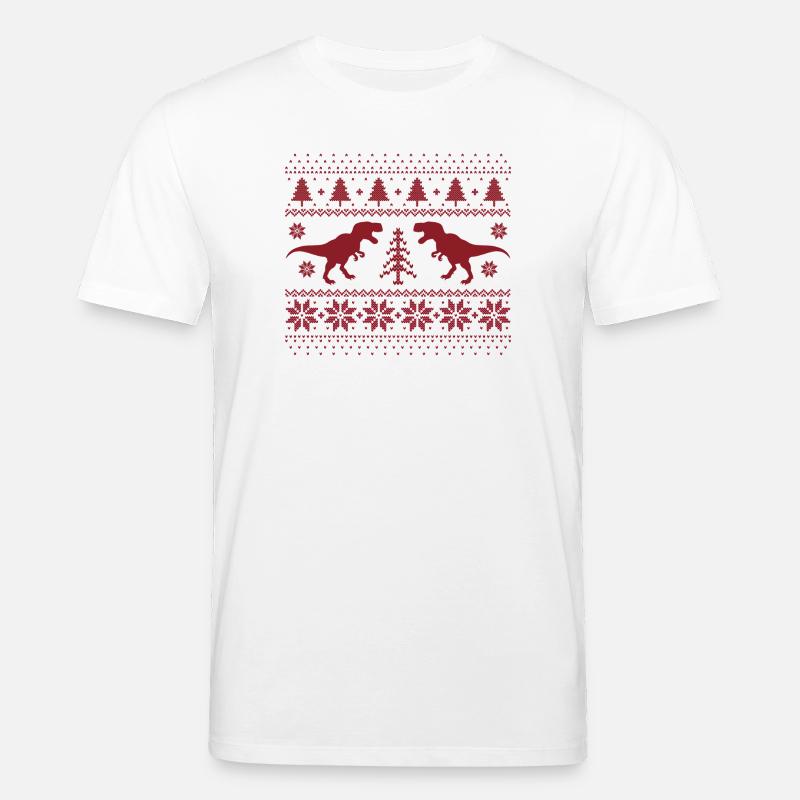 Dinosaurier-Weihnachtspullover - Stanley/Stella Unisex Bio-T-Shirt CREATOR - Weiß