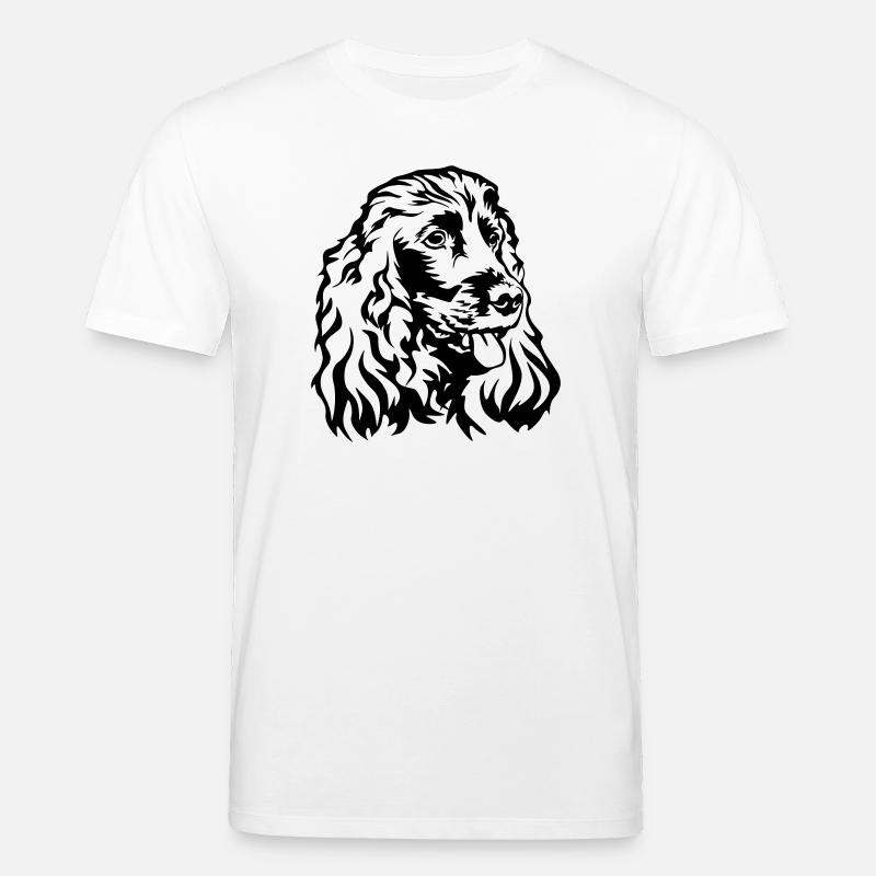 Cocker Spaniel head - Stanley/Stella CREATOR Unisex Organic T-Shirt - white