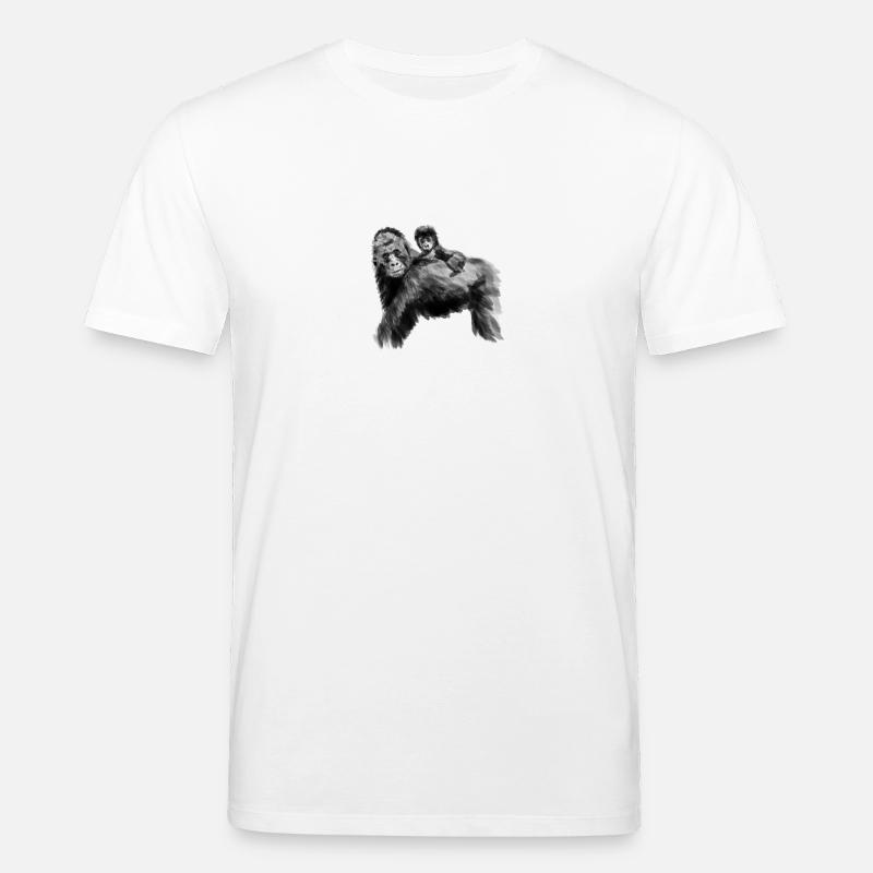 Gorille papa avec bébé - T-shirt bio CREATOR Stanley/Stella Unisexe - blanc