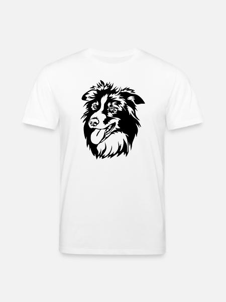 Border Collie Kopf - Stanley/Stella Unisex Bio-T-Shirt CREATOR - Weiß