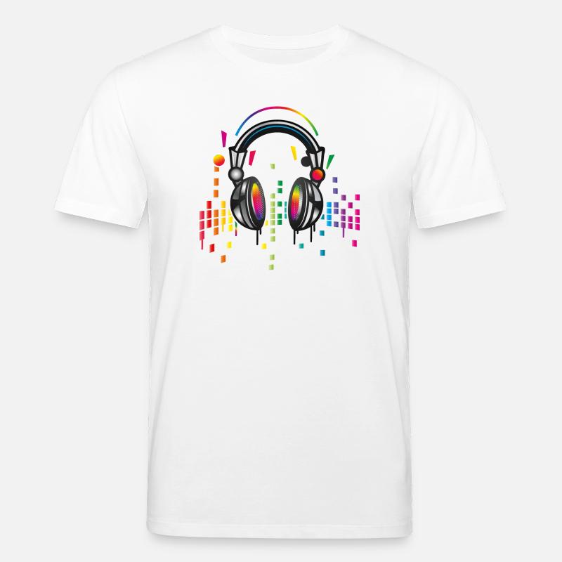 Kopfhörer mit bunter Equalizer Zeichnung - Stanley/Stella Unisex Bio-T-Shirt CREATOR  - Weiß