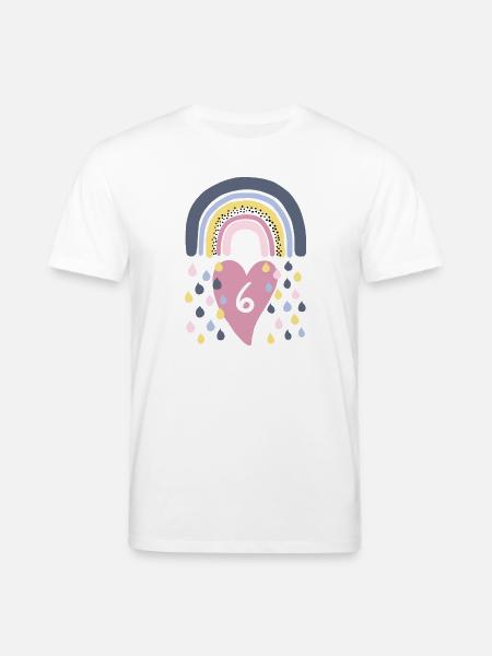 Rainbow 6th Birthday Kids - Stanley/Stella CREATOR Unisex Organic T-Shirt - white