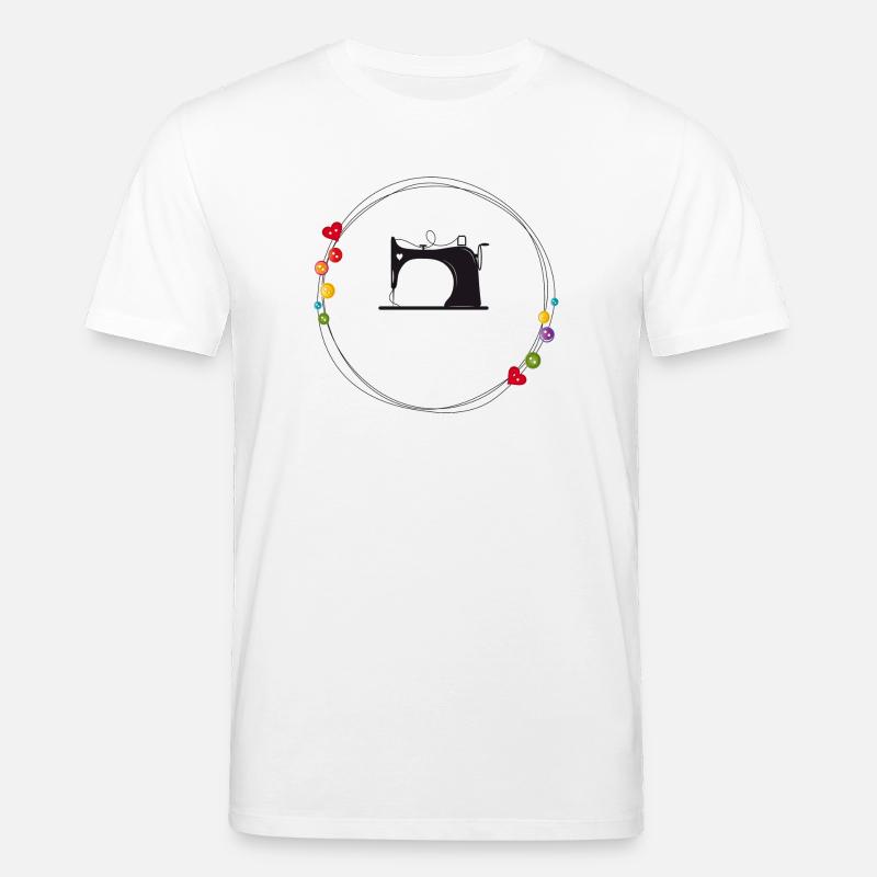 nostalgisch stilisierte Nähmaschine mit Knöpfe - Stanley/Stella Unisex Bio-T-Shirt CREATOR - Weiß