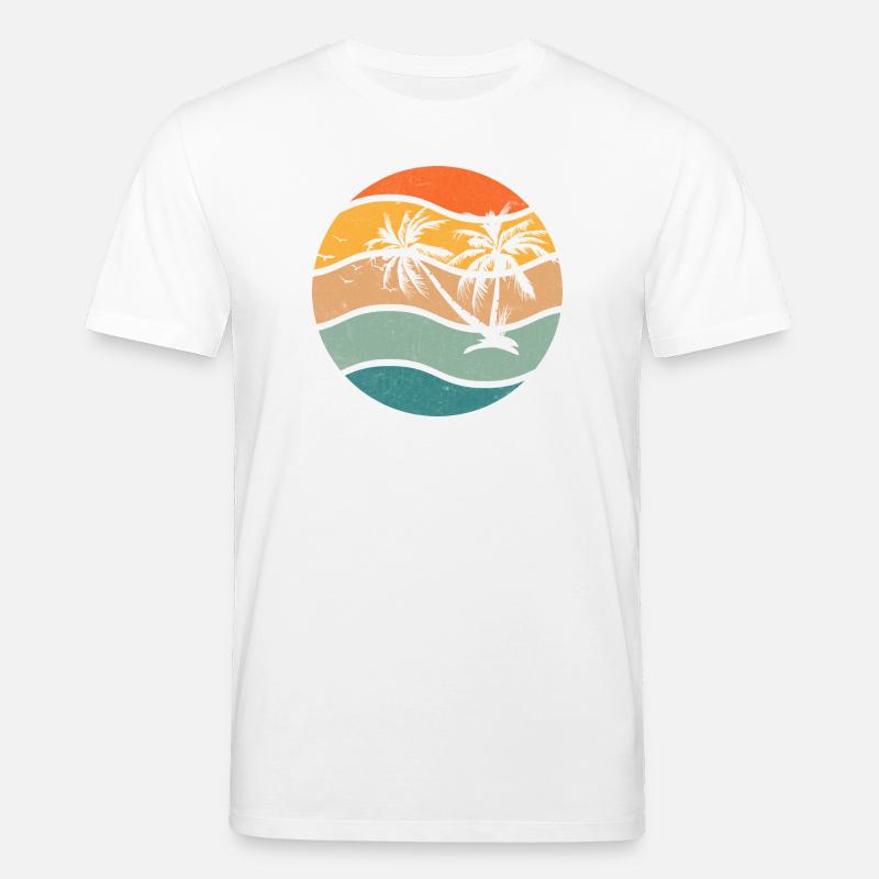 Coucher Palmier Rétro Circulaire - T-shirt bio CREATOR Stanley/Stella Unisexe - blanc
