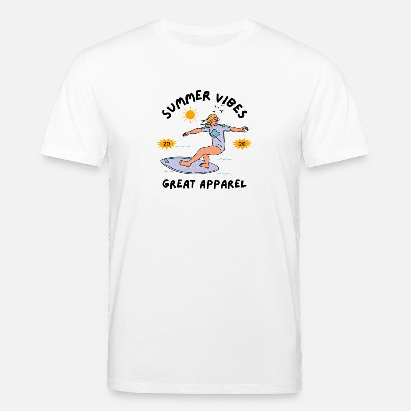 Surfeur d’été sur une planche de surf - T-shirt bio CREATOR Stanley/Stella Unisexe - blanc