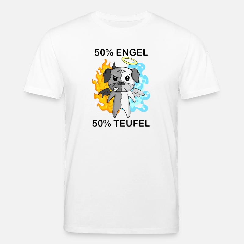 Hund Mops - Engel und Teufel - Stanley/Stella Unisex Bio-T-Shirt CREATOR  - Weiß