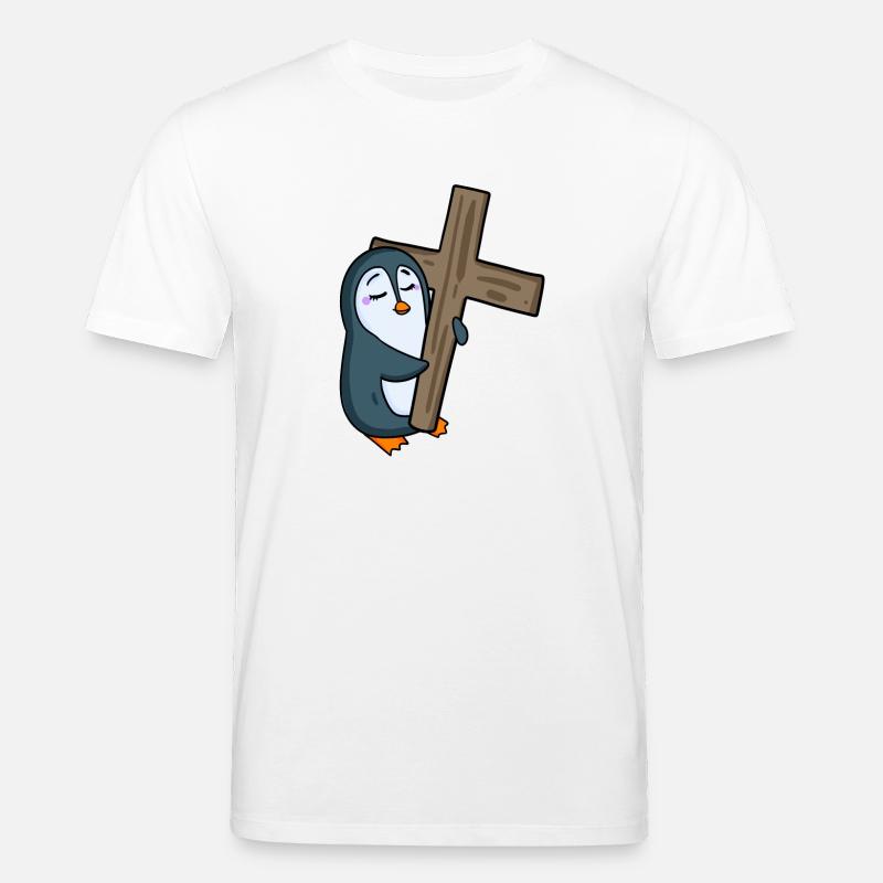 Pingouin avec croix - T-shirt bio CREATOR Stanley/Stella Unisexe - blanc