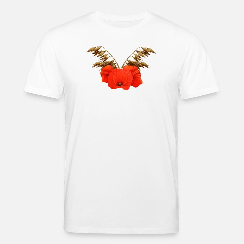 ländliche blumenmuster, Mohnmuster mit Hafer - Stanley/Stella Unisex Bio-T-Shirt CREATOR - Weiß
