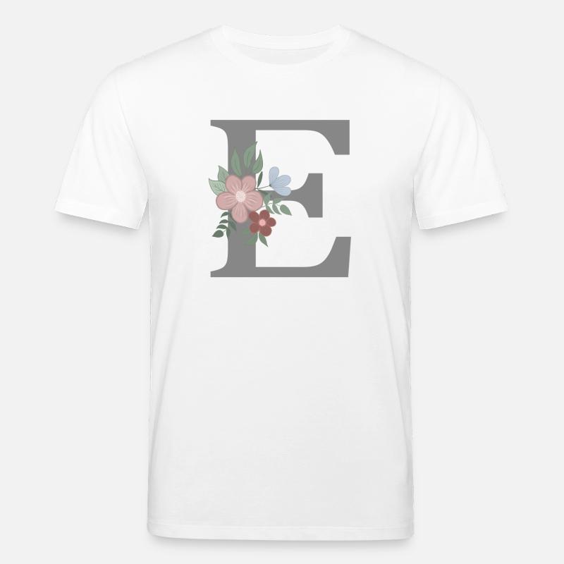 Buchstabe E mit Blume grau - Stanley/Stella Unisex Bio-T-Shirt CREATOR - Weiß