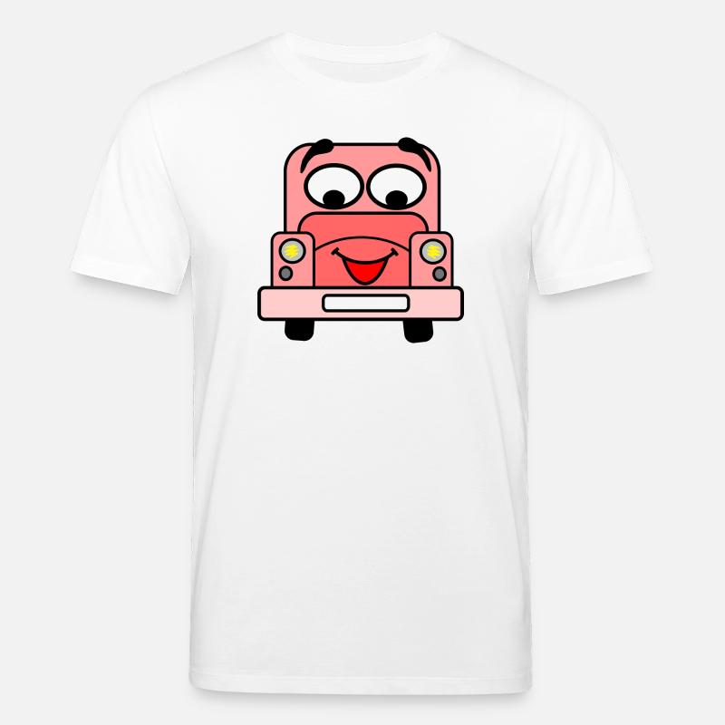 Fröhliches Auto mit Gesicht rosa - Stanley/Stella Unisex Bio-T-Shirt CREATOR  - Weiß