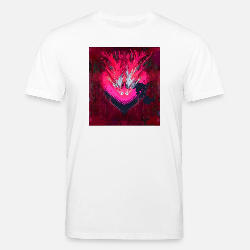 Neon Herz im Dunkelrot - Stanley/Stella Unisex Bio-T-Shirt CREATOR  - Weiß