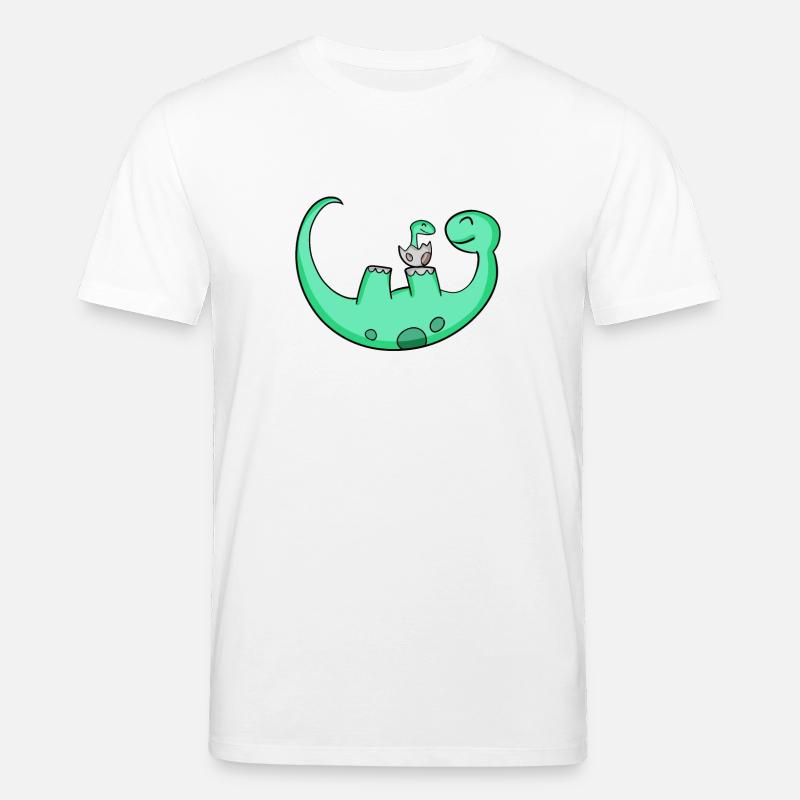 Dinosaure avec bébé dinosaure - T-shirt bio CREATOR Stanley/Stella Unisexe - blanc