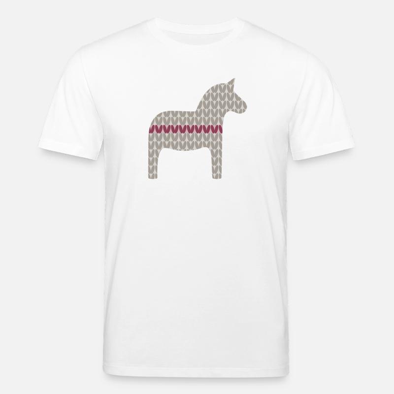 Dala-hevosen neulekuvio Joulu Punaharmaa Scandi - Stanley/Stella CREATOR unisex luomu-t-paita - valkoinen