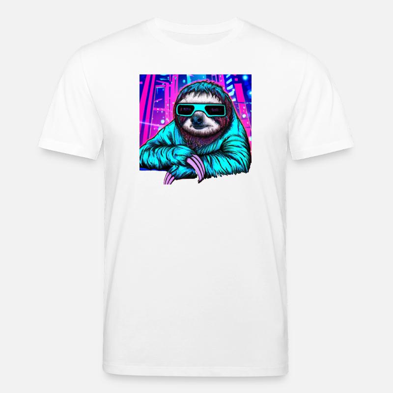 Retrowave Sloth - Ukiyo-e Malerei - Stanley/Stella Unisex Bio-T-Shirt CREATOR  - Weiß