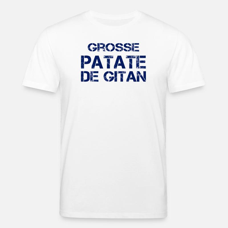 Grosse Patate de Gitan (bleu) - T-shirt bio CREATOR Stanley/Stella Unisexe - blanc