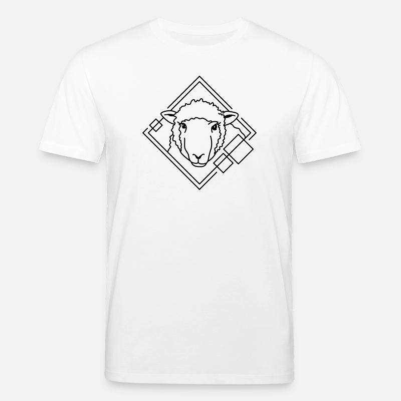 Schaf in geometrischer Form - Line-Art-Design - Stanley/Stella Unisex Bio-T-Shirt CREATOR - Weiß