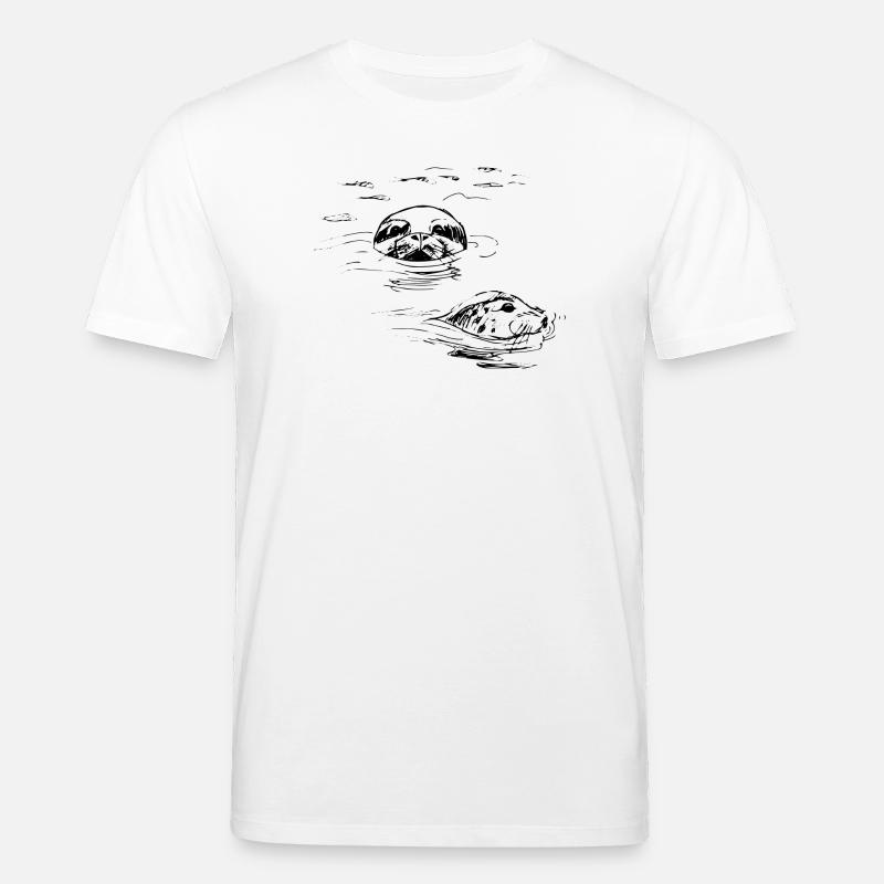Sceaux dessinés à la main, Shetland - T-shirt bio CREATOR Stanley/Stella Unisexe - blanc