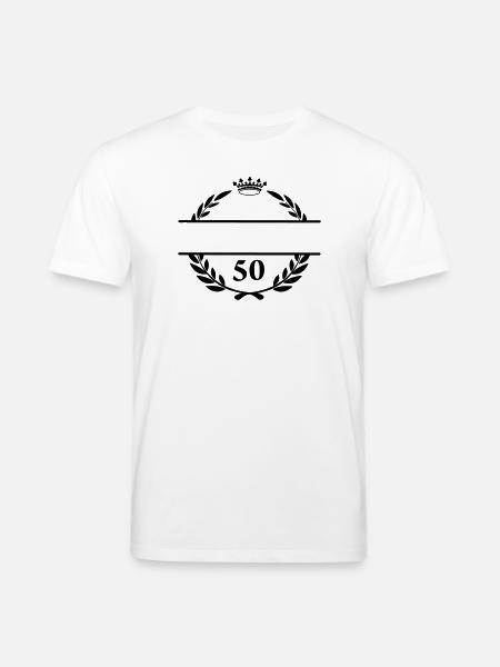 Lauwerkrans name banner with number 50 - Stanley/Stella CREATOR Unisex Organic T-Shirt - white