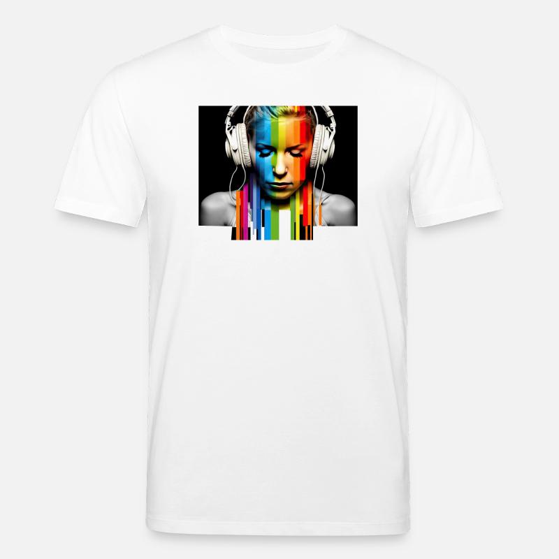 Rainbow Pulse: Kopfhörer-Porträt - Stanley/Stella Unisex Bio-T-Shirt CREATOR  - Weiß