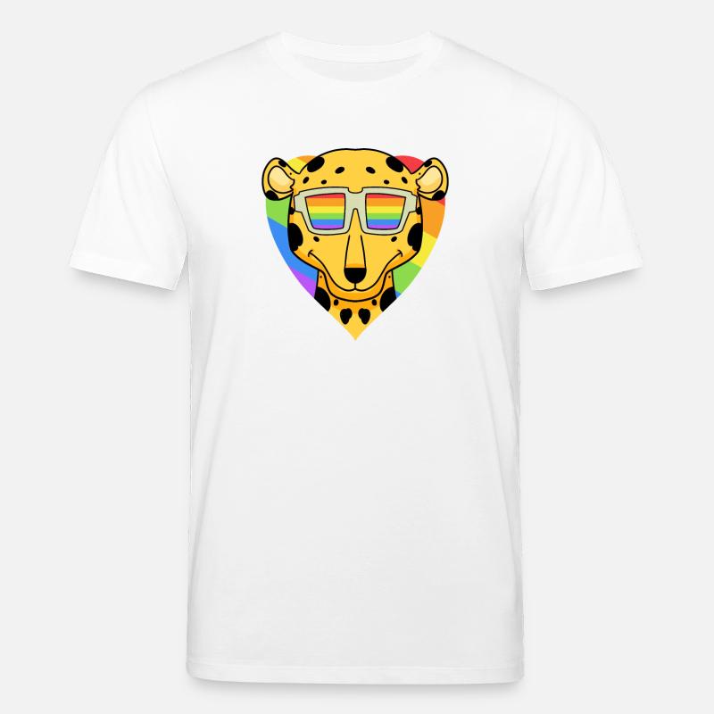 Arc-en-ciel - Guépard avec lunettes - T-shirt bio CREATOR Stanley/Stella Unisexe - blanc