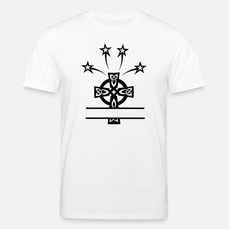 Monogramme croisé celtique avec quatre étoiles - T-shirt bio CREATOR Stanley/Stella Unisexe - blanc